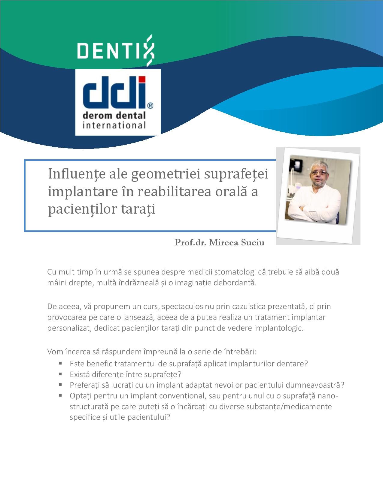 Influente Ale Geometriei Suprafetei Implantare In Reabilitarea Orala A Pacientilor Tarati